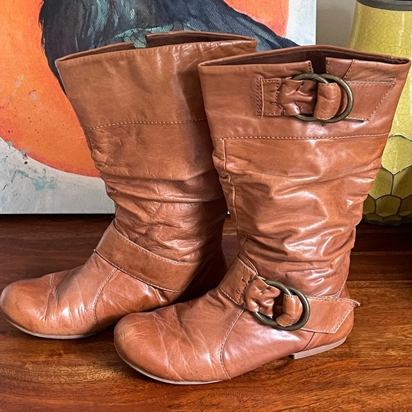 Aldo Camel Colored Slouch Moto Boots - Picture 2 of 7
